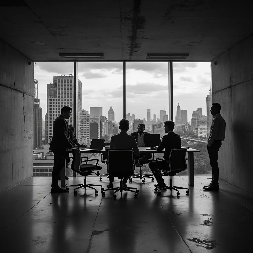 Equipo de consultores de negocios en Argentina discutiendo estrategias